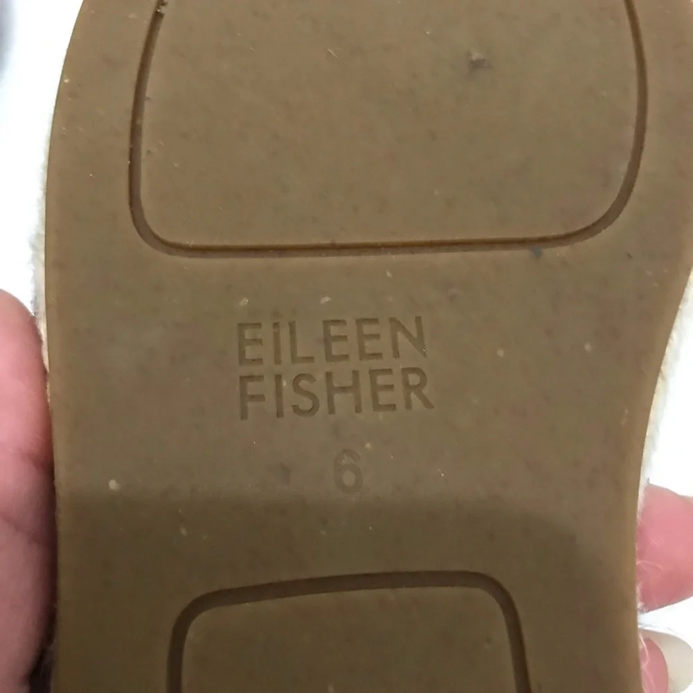 Eileen Fisher Lee 2 Taupe Leather Espadrille Flat Sandals Size 6